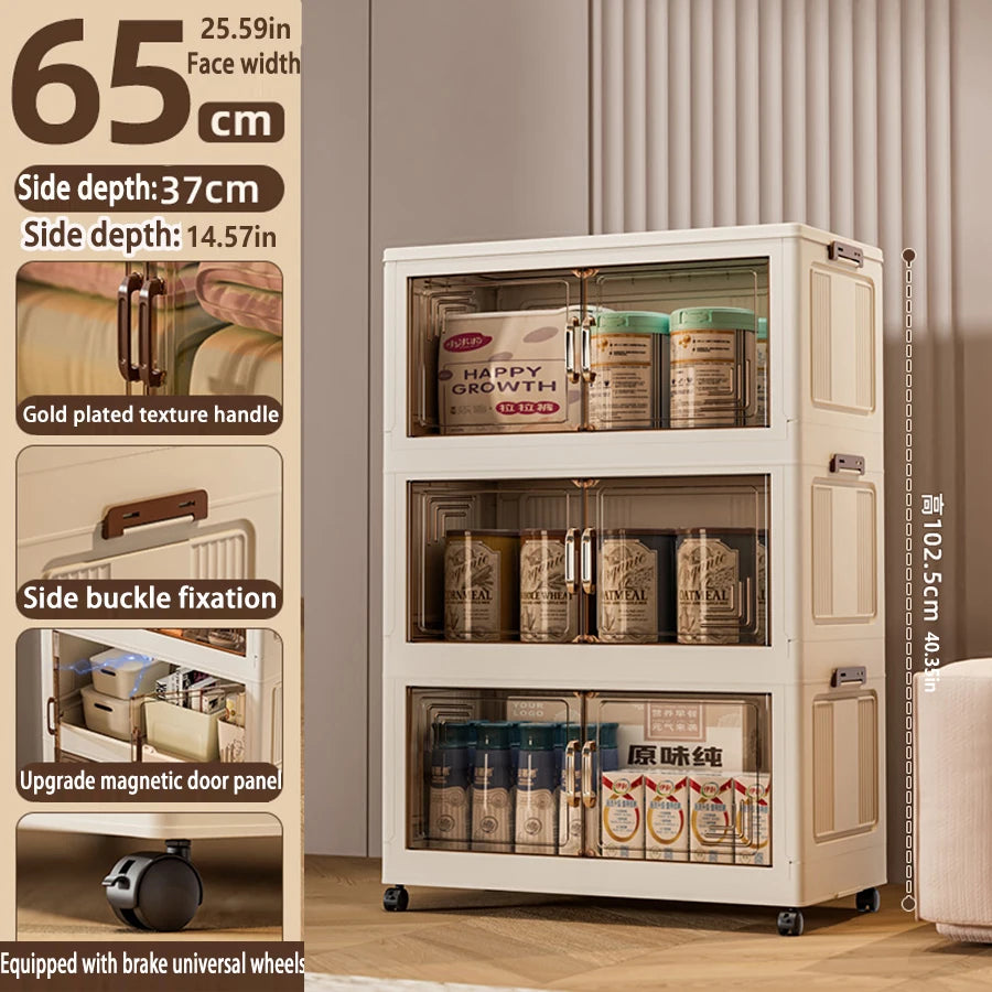 45/55/65 cm Länge, zusammenklappbarer Multifunktions-Aufbewahrungsschrank, Kleinigkeiten-Schrank, großes Fassungsvermögen, staubdichter Kleiderschrank