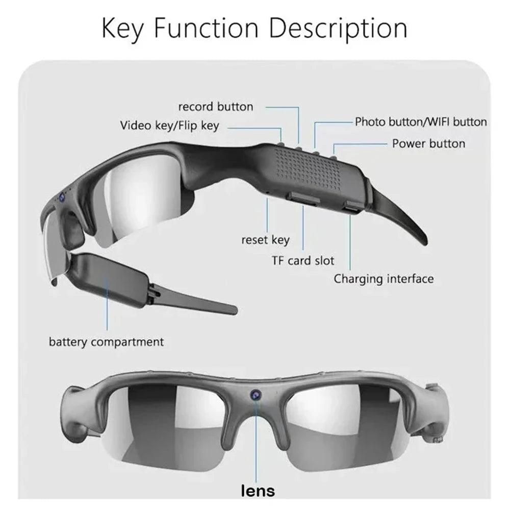 HD 1080P WIFI Polarisierte Linse Sport Sonnenbrille Mit Kamera Funktion Outdoor Motorrad Fahren Sonnenbrille Kamera Audio Aufnahme