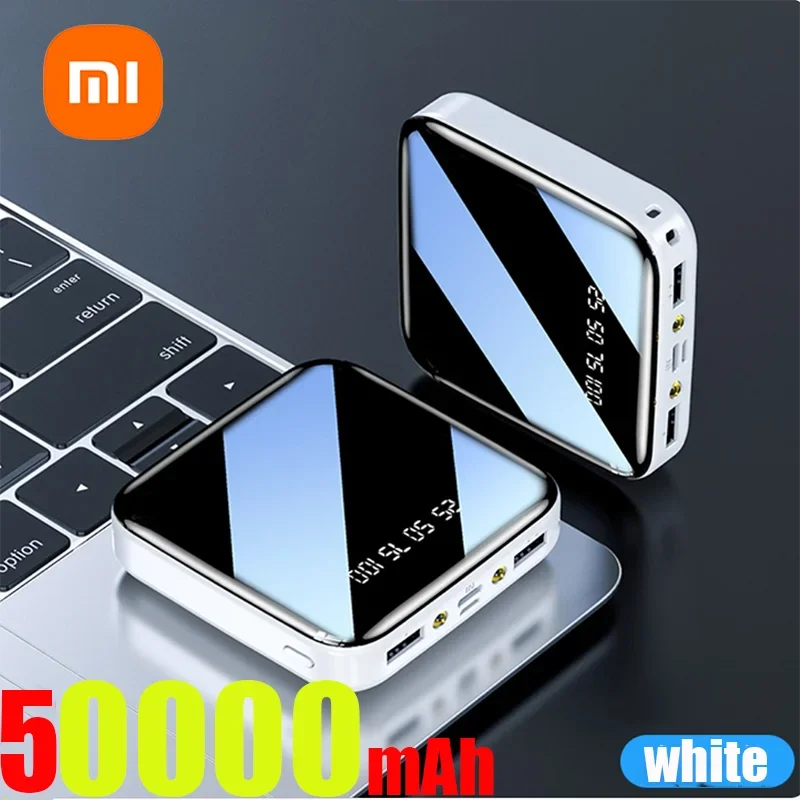 ξAO 200000 mAh Mini Power Bank – Tragbares Ladegerät mit LED-Digitalanzeige, Spiegel-Design, Schnellladung für iPhone, Xiaomi, Huawei