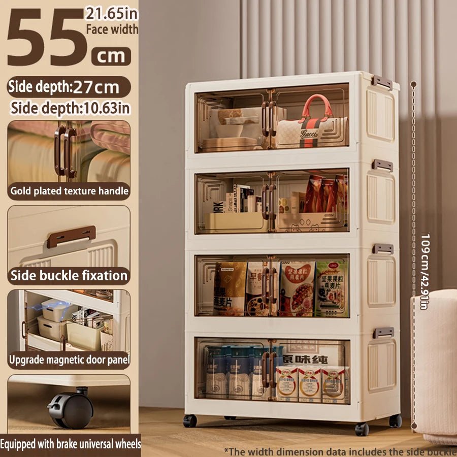45/55/65 cm Länge, zusammenklappbarer Multifunktions-Aufbewahrungsschrank, Kleinigkeiten-Schrank, großes Fassungsvermögen, staubdichter Kleiderschrank