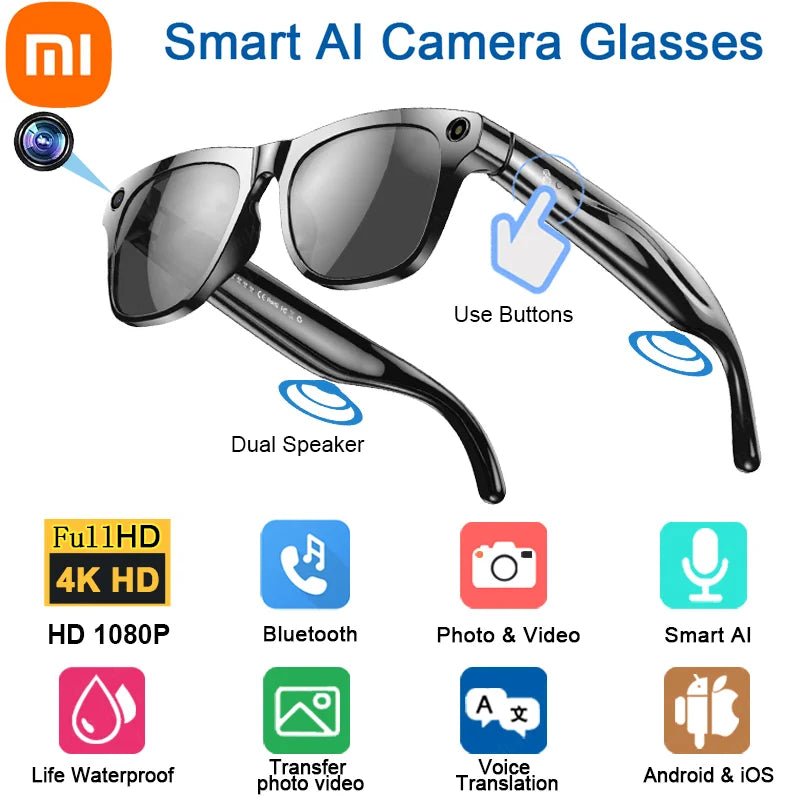 Xiaomi 4KHD AI Smart Brille GPT 100mp Multifunktionale Kamera Chat Bluetooth Anruf Sprachassistent Musik Player Smart Übersetzung