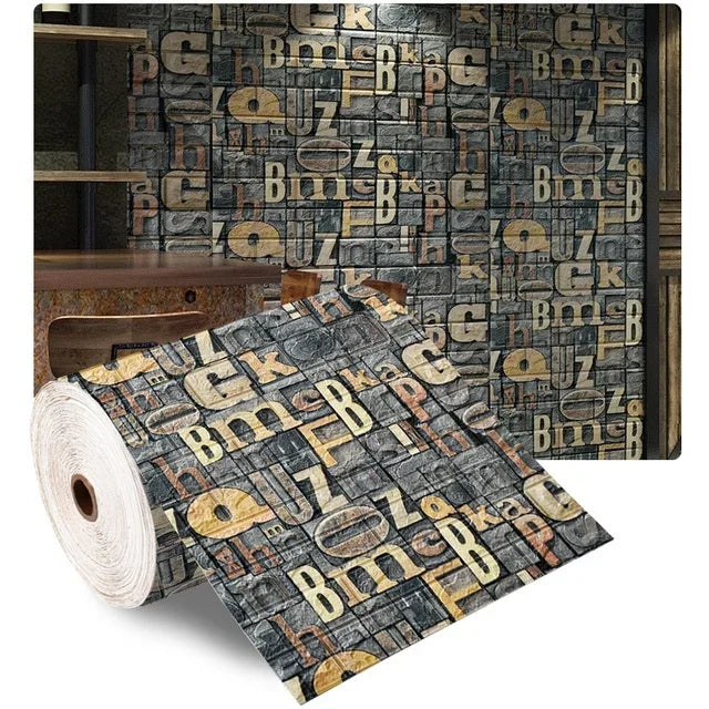 70 cm x 1/5/10 m 3D-Tapete, Dekoration, selbstklebend, antiker Schaumstoff, Ziegelstein-Tapete, Wohnzimmer, Schlafzimmer, wasserdichter 3D-Wandaufkleber