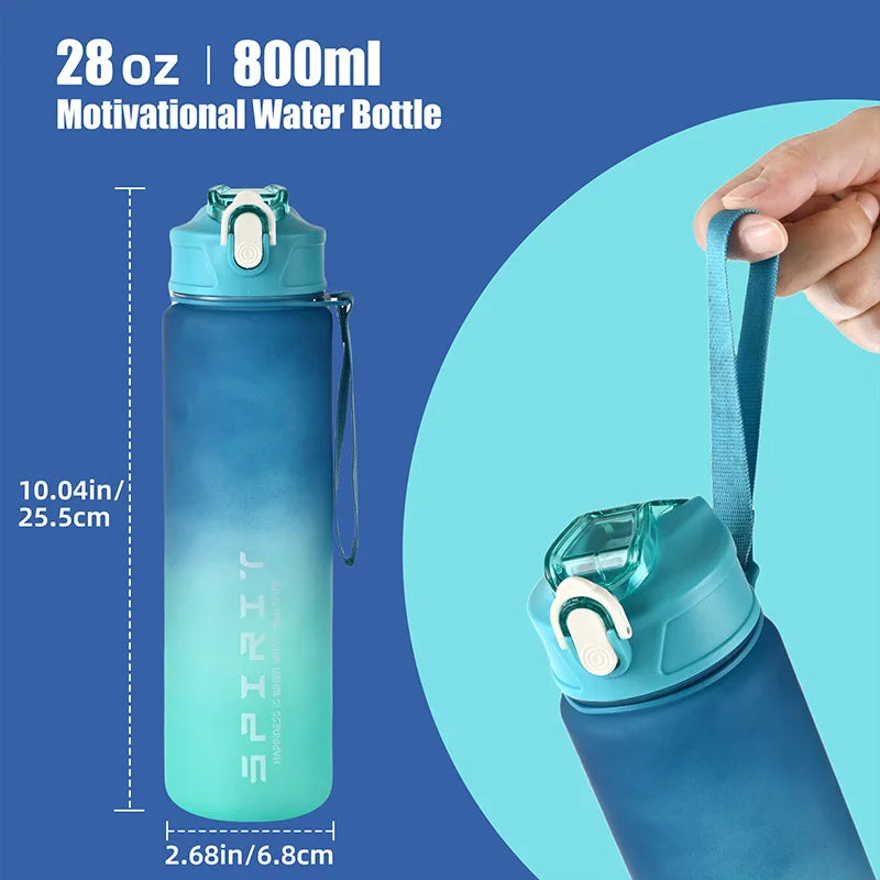 Sportwasserflasche mit zeitverfolgendem Strohhalm, auslaufsicherer, verriegelbarer Klappdeckel für einfaches Tragen, ideal für Outdoor-Abenteuer