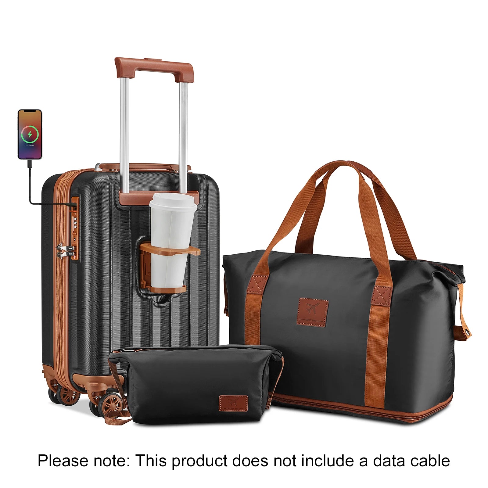 imiomo Erweiterbares Handgepäck-Koffer-Set mit Reisetasche, Getränkehalter, TSA-Schloss, Spinner-Räder, leicht und langlebig - FUXL-Shopify