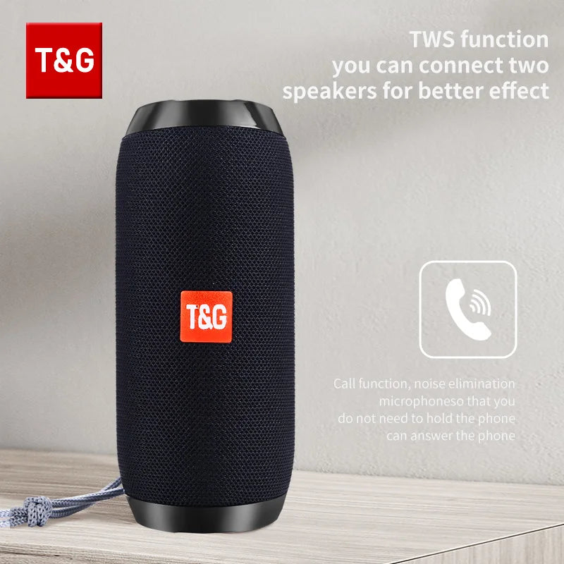 Bluetooth-Lautsprecher T&G TG117 Tragbare TWS-Soundbox Wasserdichter Lautsprecher Outdoor-Stereo-Surround-Lautsprecher unterstützen TF FM-Radio