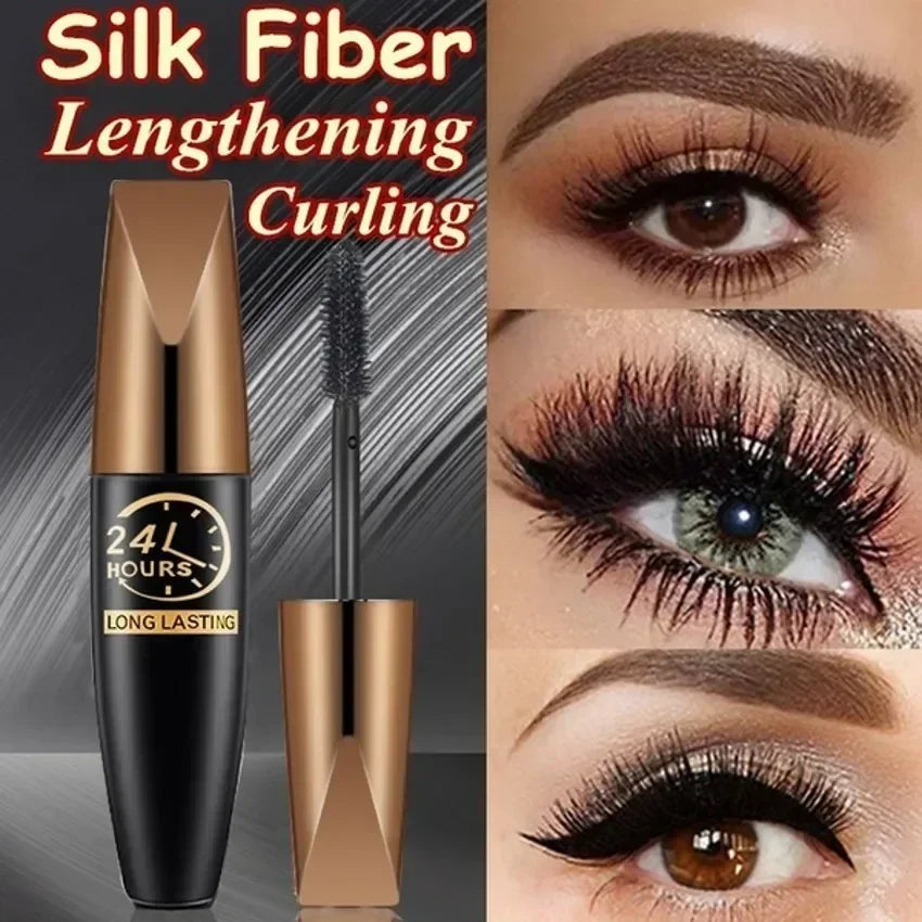 5D Wasserdichte Mascara Verlängert Wimpern Verlängerung Schwarz Seide Faser Mascara Weibliche Make-Up Kosmetische Wasserdichte Mascara