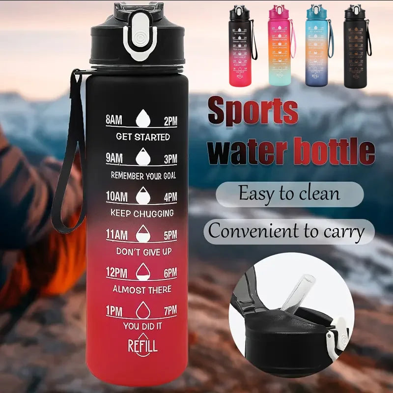 Sportwasserflasche mit zeitverfolgendem Strohhalm, auslaufsicherer, verriegelbarer Klappdeckel für einfaches Tragen, ideal für Outdoor-Abenteuer