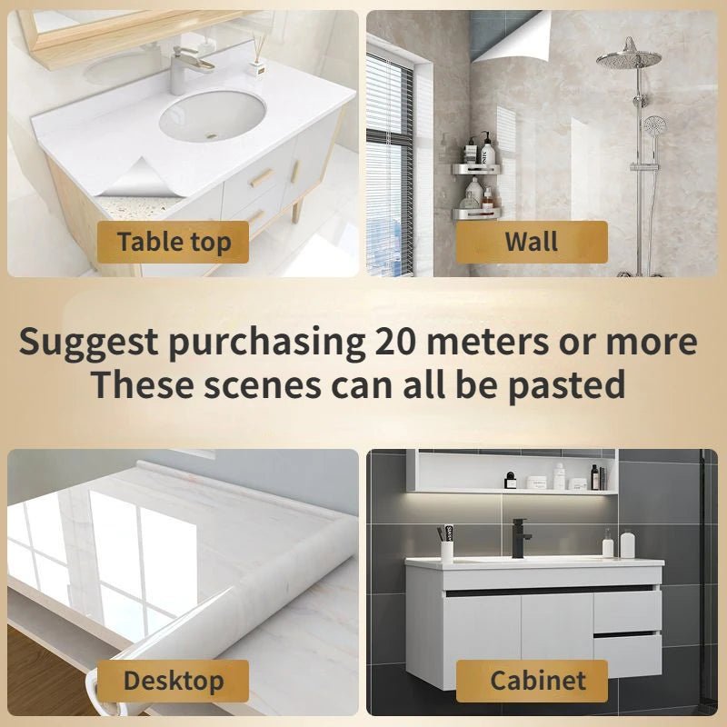 20 Meter selbstklebende Tapete für Badezimmer, wasserfeste Aufkleber, WC - Wandrenovierung, formaldehydfrei, Küchendekoration, Wandaufkleber - FUXL - Shopify