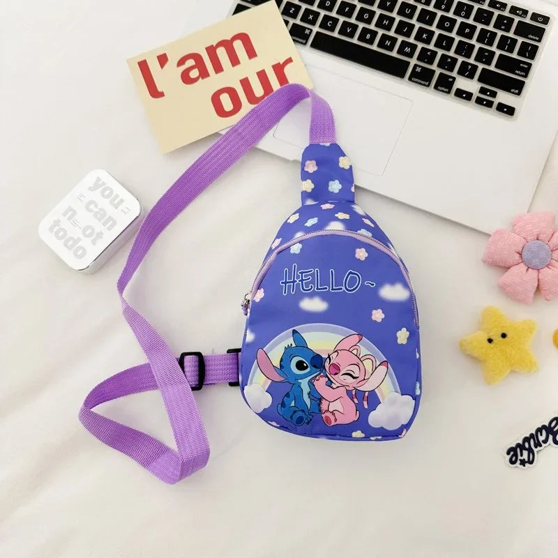 Stitch & Angel Sling Brusttasche, Cartoon-Anime-Umhängetasche, modische lässige Umhängetasche mit Münzgeldbörse für die tägliche Reise