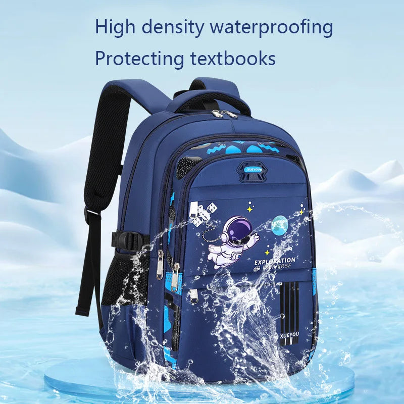 Kinder-Rucksack – Schulranzen für Jungen mit Astronauten-Motiv, wasserdichter Grundschulrucksack, Büchertasche, Mochila Infantil