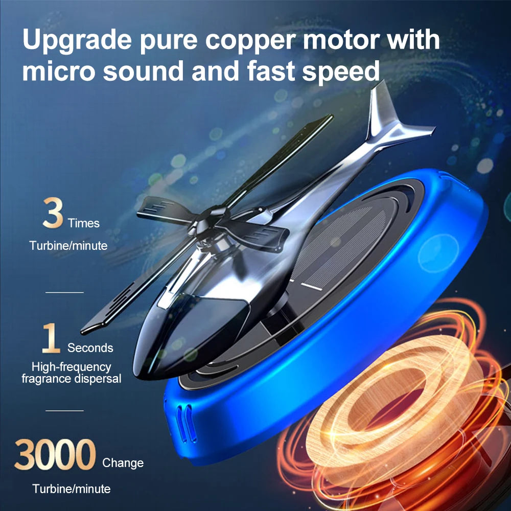 Solarbetriebener Rotationshubschrauber, Solar-Aromatherapie, Auto-Lufterfrischer, Legierung + ABS, Holzduft, Auto-Aroma-Diffusor