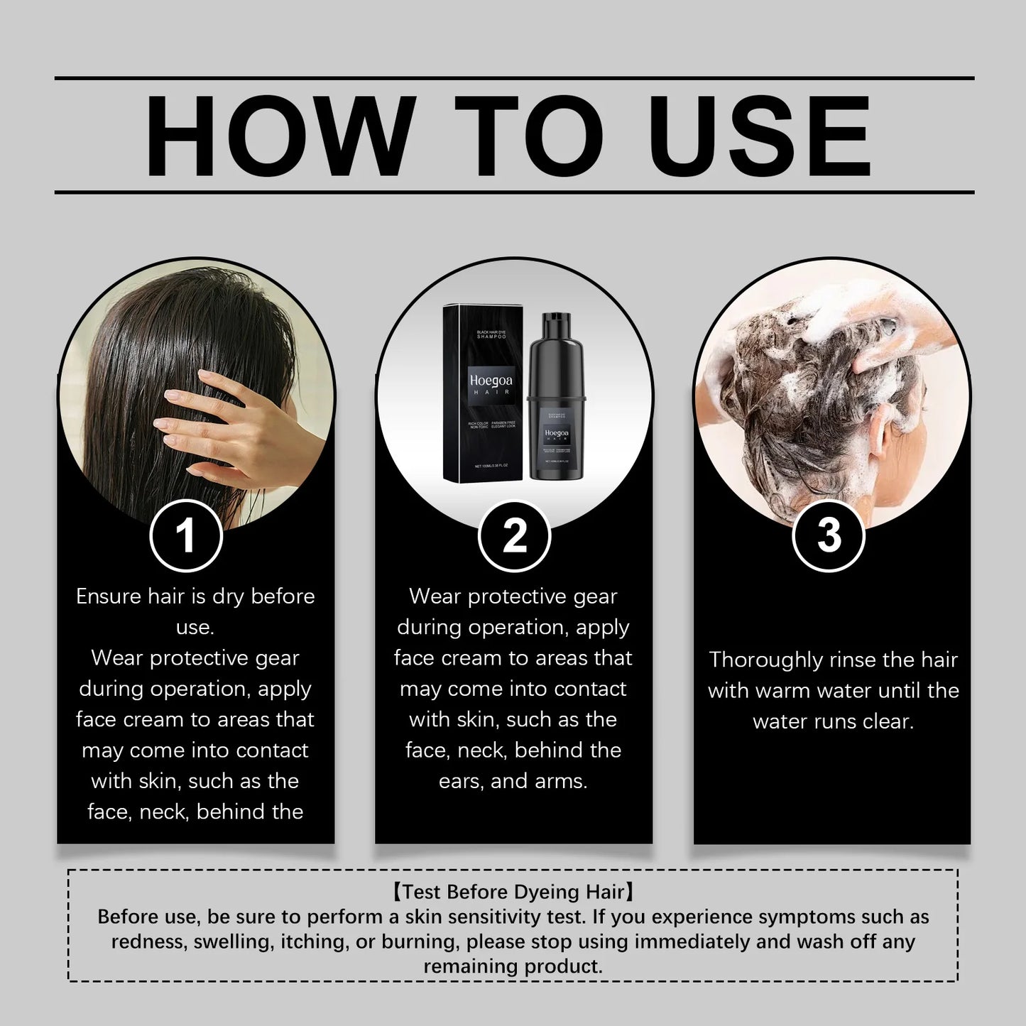 DIY Sofort-Haarfärbe-Shampoo – Natürliche Schwarzfärbung, repariert graues & weißes Haar, sanft & reizfrei für Männer und Frauen