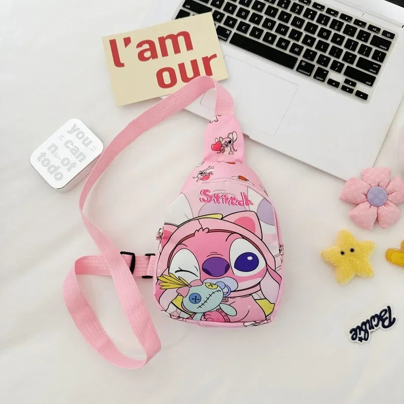 Stitch & Angel Sling Brusttasche, Cartoon-Anime-Umhängetasche, modische lässige Umhängetasche mit Münzgeldbörse für die tägliche Reise