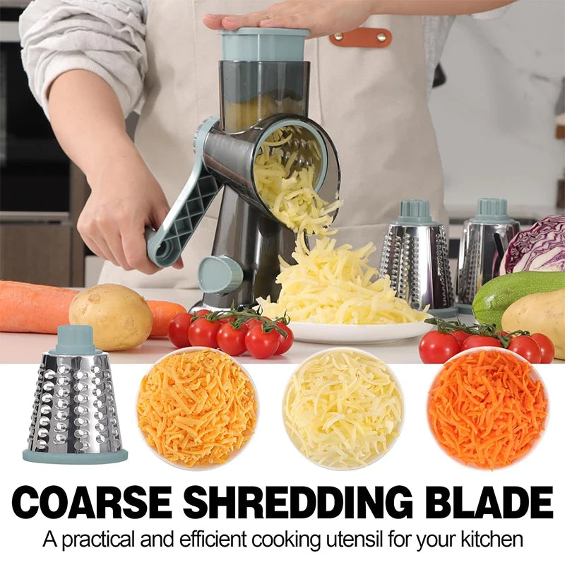 FUXL 3-in-1-Käsereibe, vielseitiger manueller Gemüseschneider, Erdnussmühle, Käse- und Gemüsezerkleinerer, transparent, JT242 - FUXL-Shopify
