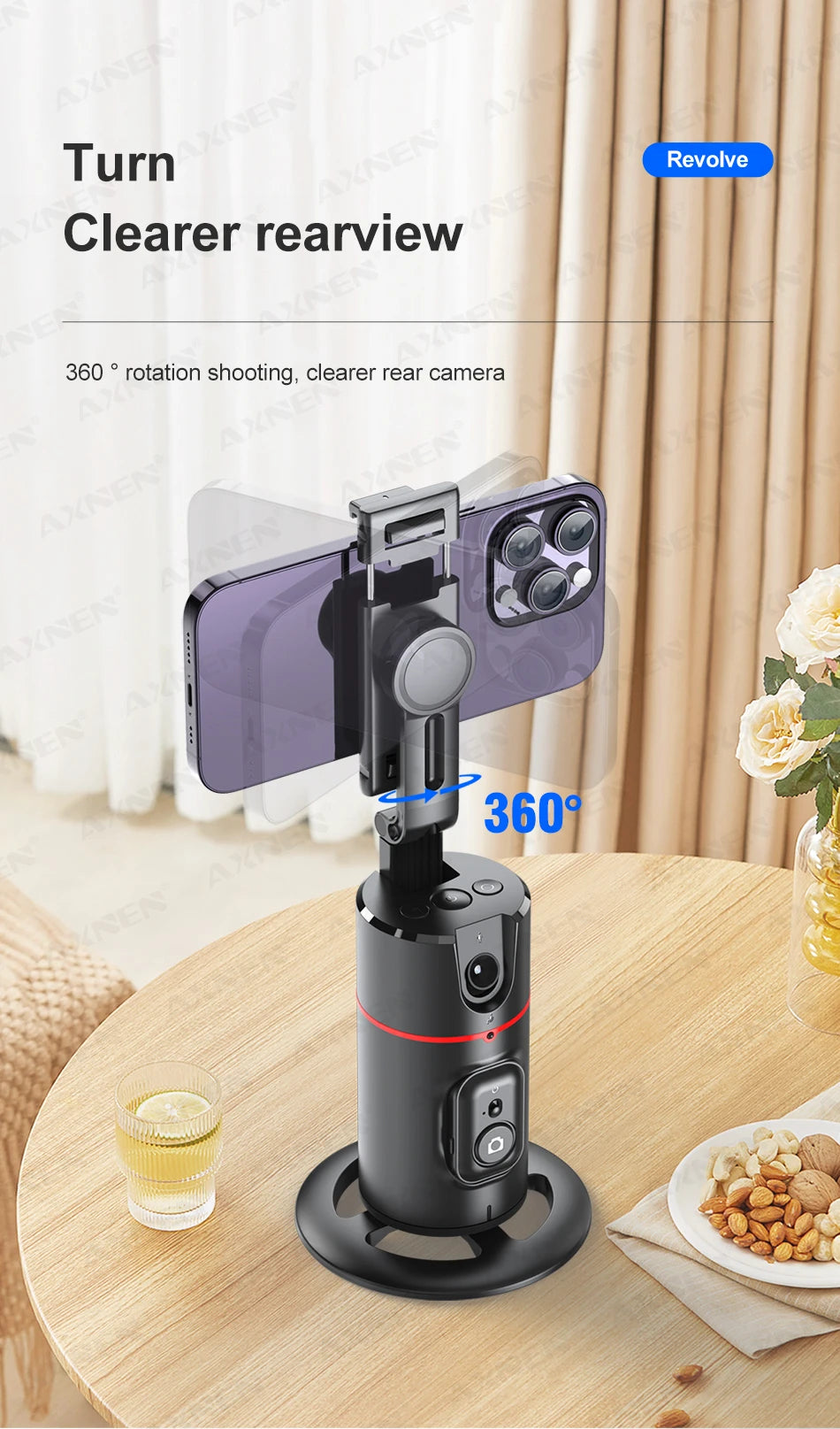 AXNEN P02 360 Rotation Follow-up Gimbal Stabilisator Einbeinstativ Desktop Tracking Gimbal mit Fernbedienung für Telefon Tiktok Live Fotografie - FUXL-Shopify