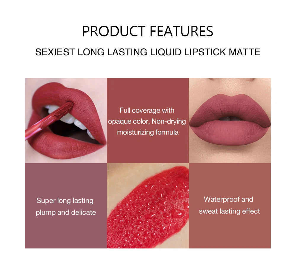 HANDAIYAN 6er Set Flüssig-Lippenstift – Langanhaltender Matt Lipgloss, Nicht Abfärbend – Geschenkbox