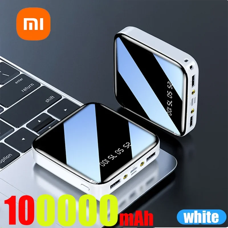 ξAO 200000 mAh Mini Power Bank – Tragbares Ladegerät mit LED-Digitalanzeige, Spiegel-Design, Schnellladung für iPhone, Xiaomi, Huawei