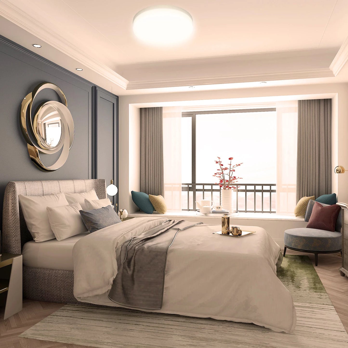 Round LED Ceiling Light Modern Home Decorative Ceiling Lighting Fixture 18/24/36/48W Living Room Bedroom Indoor Kitchen Lighting - FUXL-Shopify