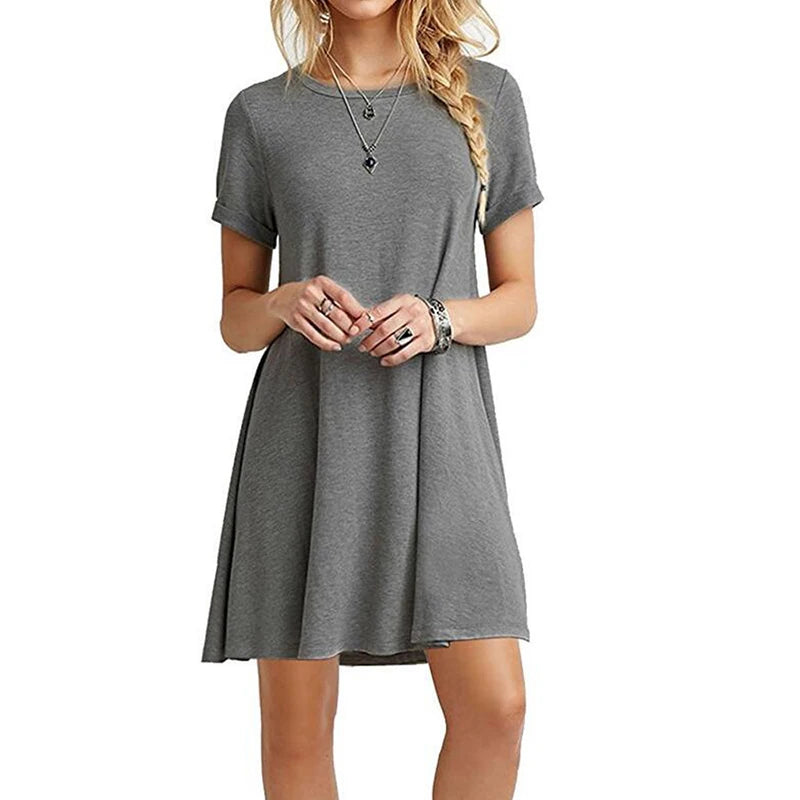 Frauen Casual Kurzarm T-Shirt Kleid Vintage Print Mini-Loose Dress - FUXL-Shopify