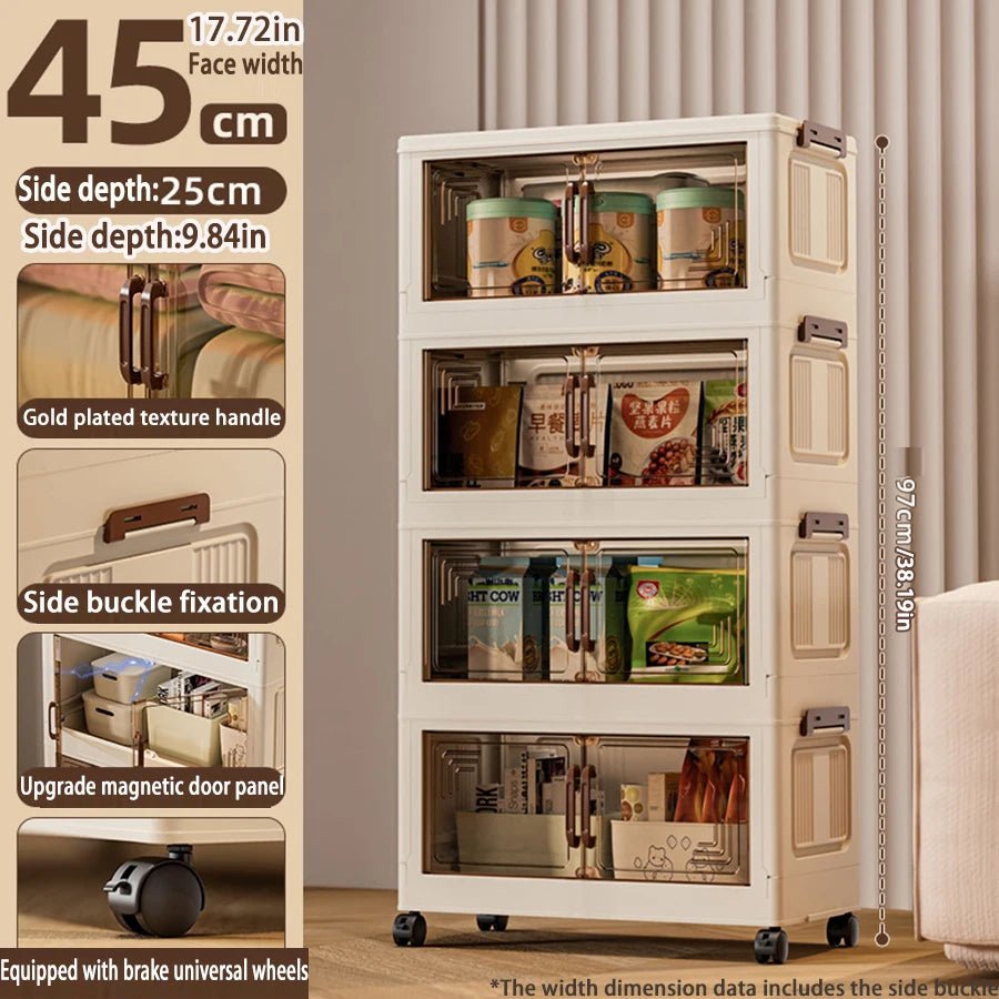 45/55/65 cm Länge, zusammenklappbarer Multifunktions-Aufbewahrungsschrank, Kleinigkeiten-Schrank, großes Fassungsvermögen, staubdichter Kleiderschrank