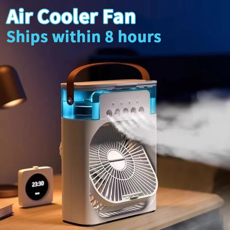 Neue 3-in-1-Ventilator, Klimaanlage, Haushalt, Mini-Luftkühler, LED-Nachtlicht, tragbarer Luftbefeuchter, Lufteinstellventilator, Büro- und Heimventilator