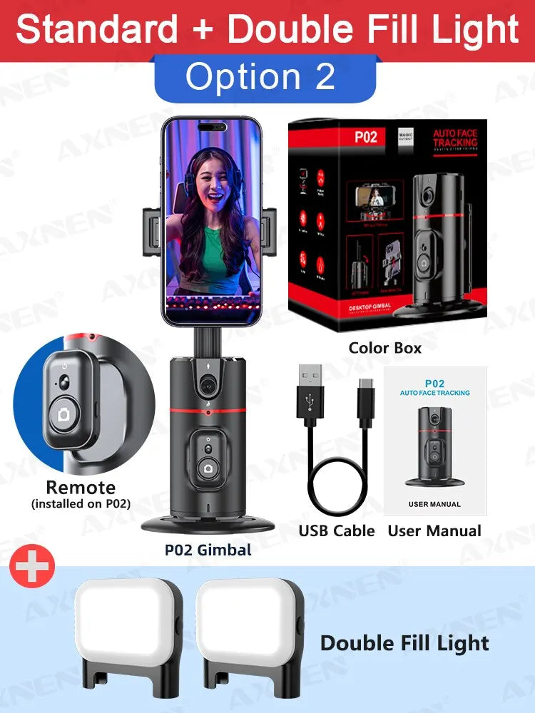 AXNEN P02 360 Rotation Follow-up Gimbal Stabilisator Einbeinstativ Desktop Tracking Gimbal mit Fernbedienung für Telefon Tiktok Live Fotografie - FUXL-Shopify