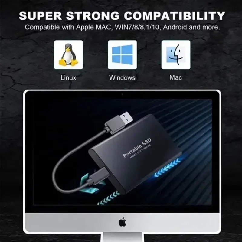 Tragbare SSD mit 16 TB, 2 TB, 1 TB – USB 3.1 & Typ-C – Externe Hochgeschwindigkeits-Festplatte für Laptop, PC, Mac – Speicher für Fotos & Daten