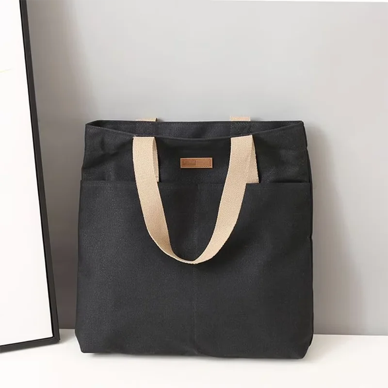 1Pc frauen Einkaufstasche Leinwand Nähgarn Große Kapazität Erweiterte Sinn Handtasche Bequem Praktische Weibliche der Pendler Tasche