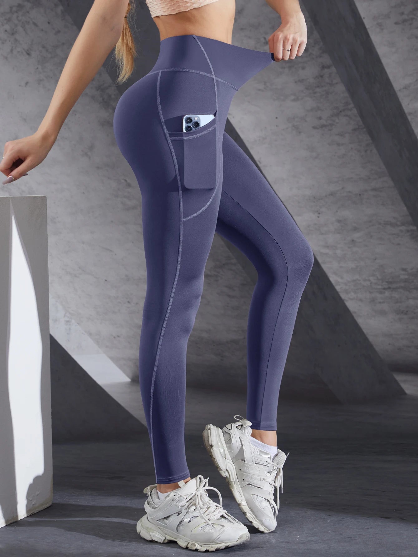 Neue Hohe Taille frauen Leggings Stretch Yoga Hosen Strumpfhosen Mit Taschen Push-Up Fitness Laufsport Einfarbig Hosen