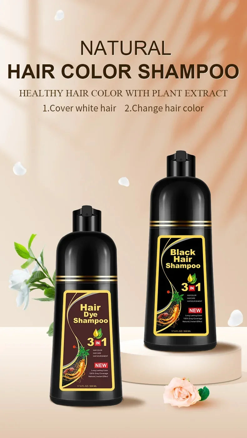 Haarfärbe-Shampoo Grau zu Schwarz - Natürliche Coloration 100ml/500ml