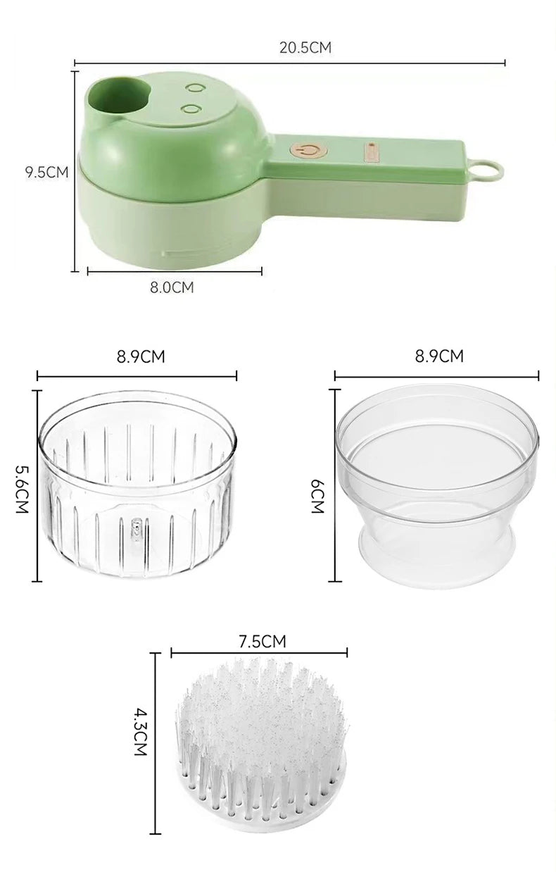 5-in-1-Set für elektrische Gemüseschneider, tragbar, wiederaufladbar, kabellose Küchenmaschine und Zerkleinerer für Paprika, Knoblauch und Fleisch - FUXL-Shopify