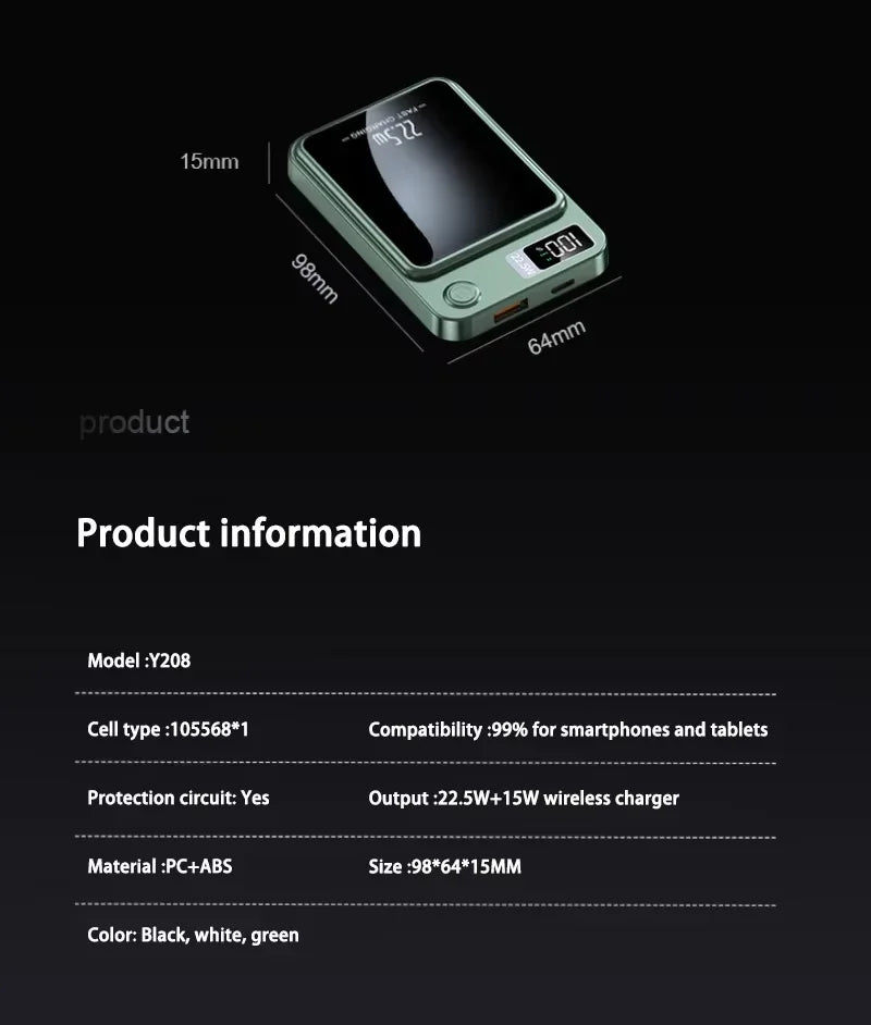 10000 mAh Drahtlose Magnetische Power Bank 22,5 W Schnelle Lade Tragbare Externe Batterie PowerBank Adapter Für iPhone Huawei Samsung