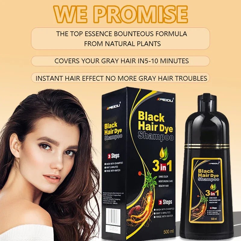 500 ml 3 - in - 1 - Haarfärbe - Shampoo, sofort verdunkelnd, grau bis schwarz, Polygonum Multiflorum, langlebig, effektive Färbung, Abdeckung für Männer und Frauen - FUXL - Shopify
