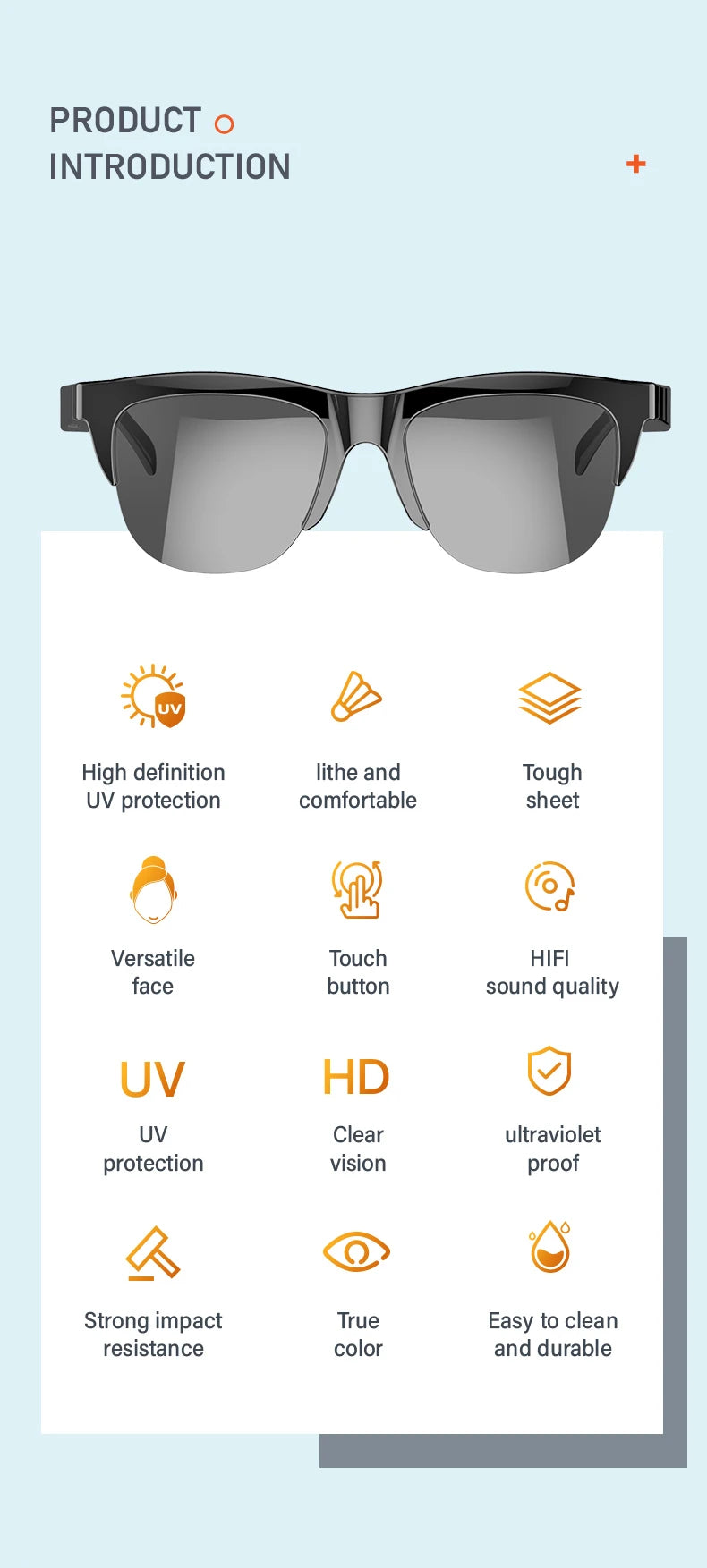 Intelligente Bluetooth-Brille auf Touch-Basis mit Knochenleitung für Outdoor-Sportanrufe, Sonnenbrillen, kabellose Business-Kopfhörer