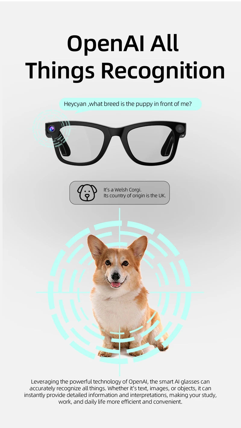 Xiaomi Mijia Smart AI Brille 800 W Pixel AI Schießen Kamera HD Foto Video Sprachanruf Übersetzung Wasserdichte Bluetooth Brille