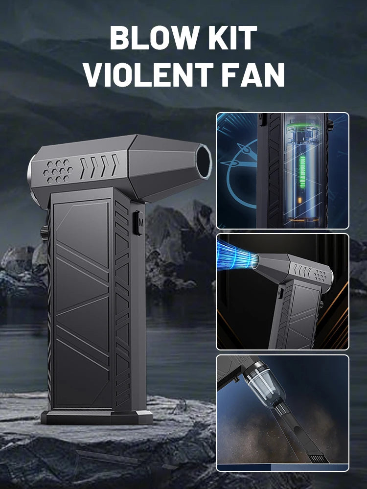350000 RPM 8000mAh Pocket Dust Blower Mini Turbo Jet Fan Rechargeable 58m/s Turbo Violent Fan Powerful Blower for Cleaning - FUXL-Shopify
