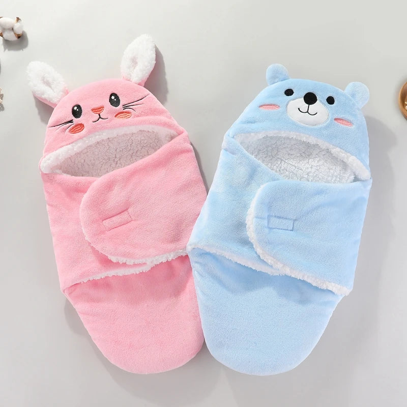 Weiche Babyschlafsäcke, warm, für Herbst und Winter, Wickeldecken für Neugeborene, Cartoon-Kokon für Babys, Flanell-Babyschlafsack, 0–9 Monate - FUXL-Shopify