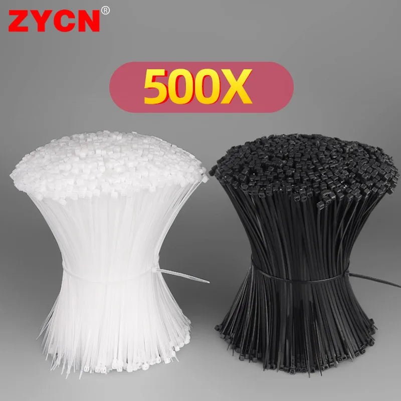 500/200/100 Stück Nylon-Kabelbinder – Selbstsichernd, 1,9/2,7 mm – Verstellbare Befestigungsschlaufe für Heim, Büro & Garten