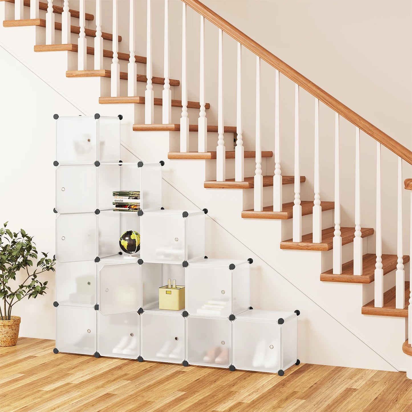 Schuhregal, weißer Schuhschrank, 15 Würfel, DIY-Regal, Kleiderschrank, Raumteiler für Wohnzimmer, Schlafzimmer, Flur, Aufbewahrungsorganisator
