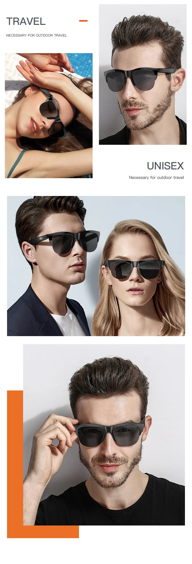 Intelligente Bluetooth-Brille auf Touch-Basis mit Knochenleitung für Outdoor-Sportanrufe, Sonnenbrillen, kabellose Business-Kopfhörer