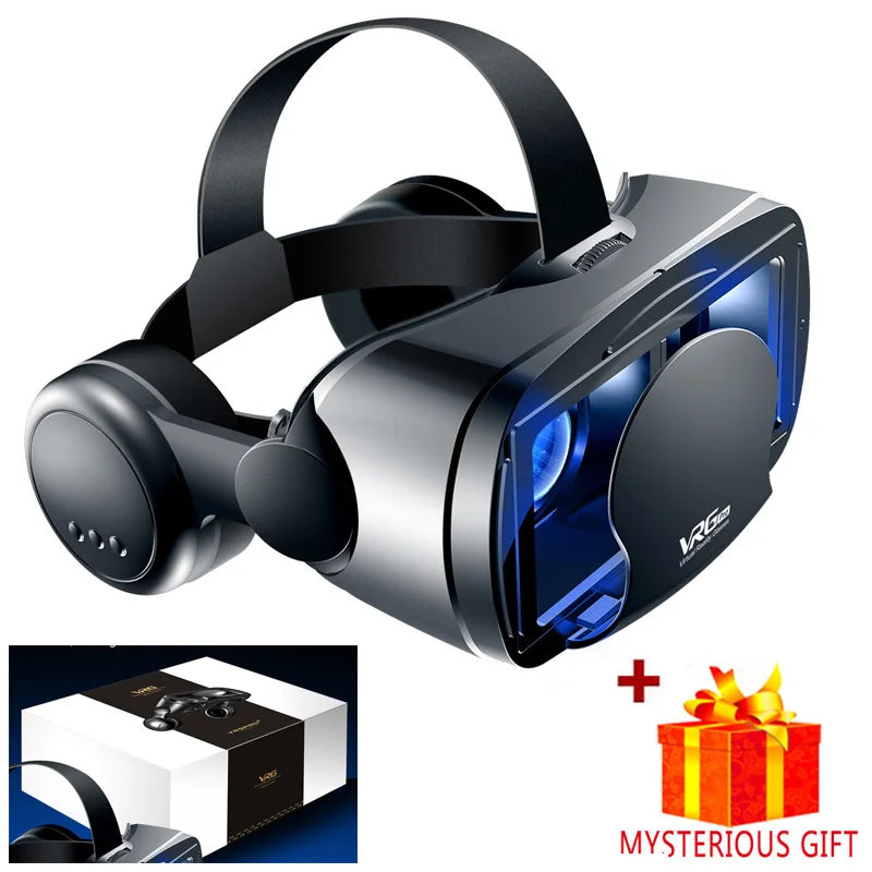 Virtual Reality 3D VR Headset Smart Brille Helm für Smartphones Handy Mobile 7-Zoll-Linsen Fernglas mit Controllern