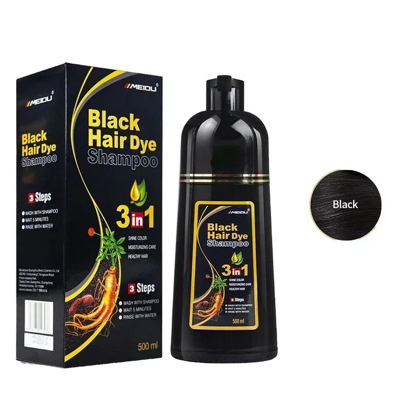 Haarfärbe-Shampoo Grau zu Schwarz - Natürliche Coloration 100ml/500ml