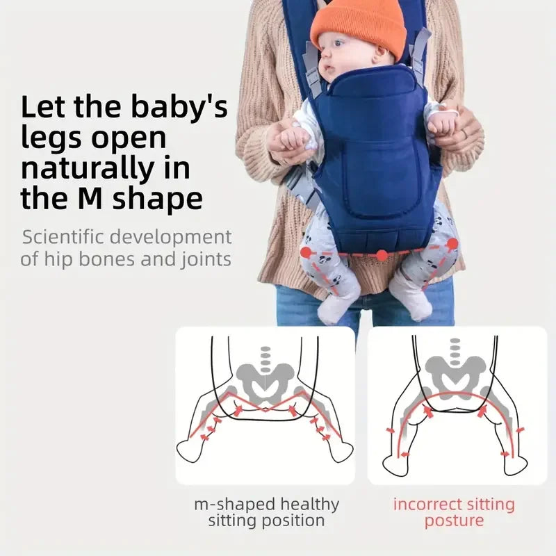 Babytrage-Tragetuch, vielseitig einsetzbar für alle Jahreszeiten, multifunktionale Schulter-Babytrage, vier Tragemethoden vorne und hinten
