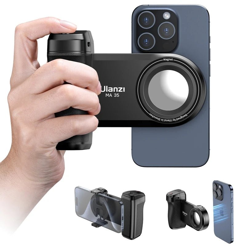 Ulanzi MA35 MagSafe Smartphone-Kamera-Auslösergriff, Bluetooth-Selfie-Griff als Kamera-Fotostabilisator, vertikaler horizontaler Aufnahme