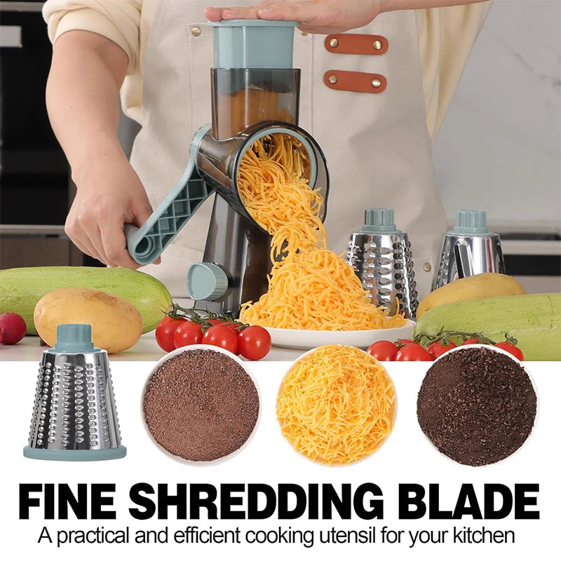 FUXL 3-in-1-Käsereibe, vielseitiger manueller Gemüseschneider, Erdnussmühle, Käse- und Gemüsezerkleinerer, transparent, JT242 - FUXL-Shopify
