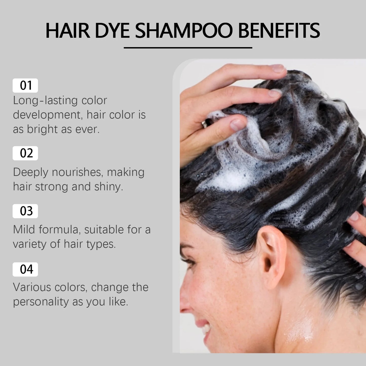 DIY Sofort-Haarfärbe-Shampoo – Natürliche Schwarzfärbung, repariert graues & weißes Haar, sanft & reizfrei für Männer und Frauen