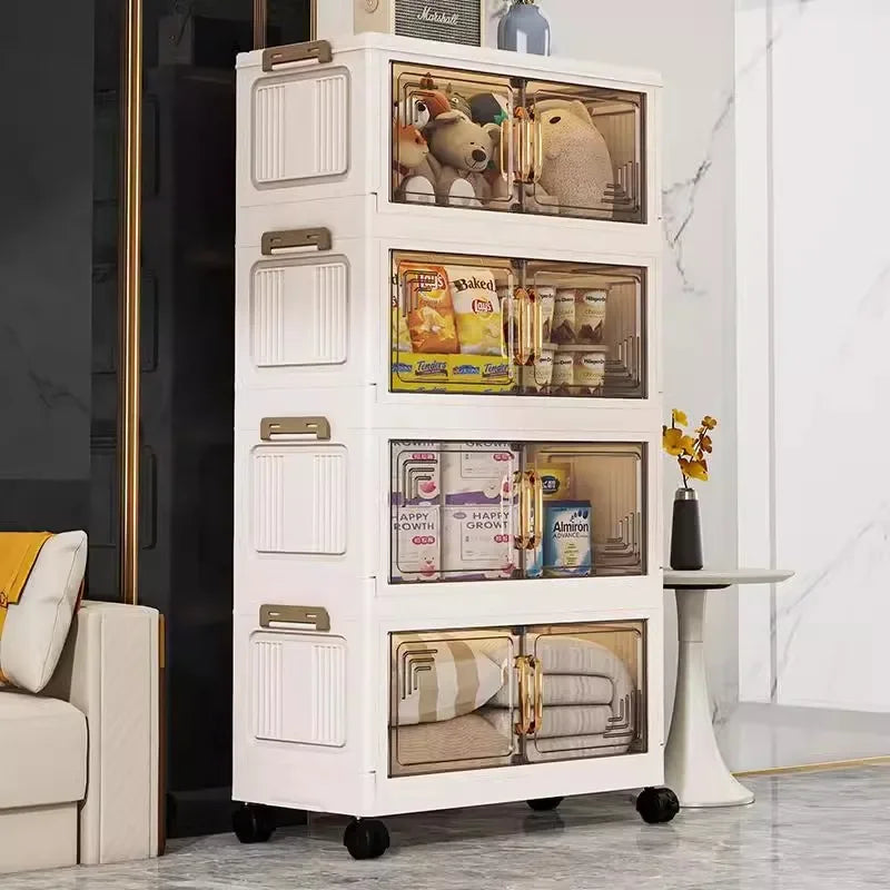 45/55/65 cm Länge, zusammenklappbarer Multifunktions-Aufbewahrungsschrank, Kleinigkeiten-Schrank, großes Fassungsvermögen, staubdichter Kleiderschrank