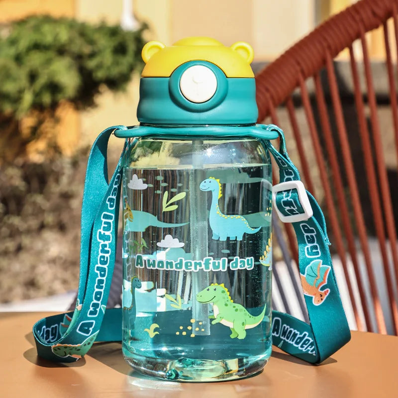 1PC Kinder Wasser Schnabeltasse Kinder Wasserflasche mit Strohhalm und Griff Tragbare Trinkflasche Tasse Kinder - FUXL-Shopify