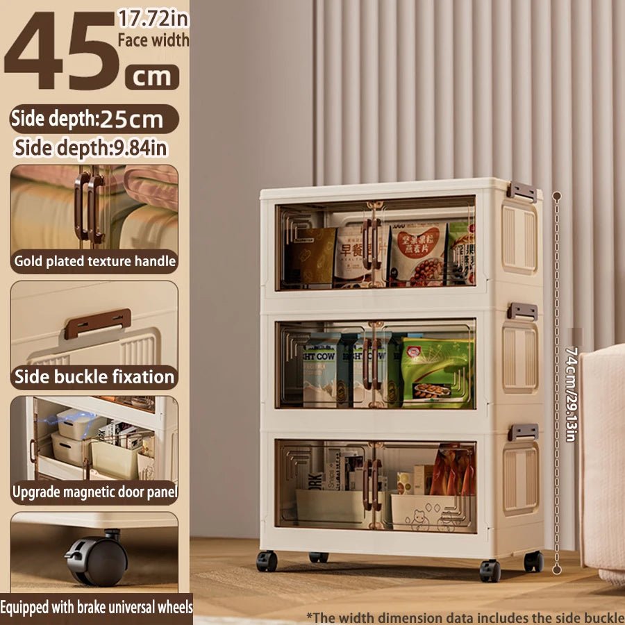45/55/65 cm Länge, zusammenklappbarer Multifunktions-Aufbewahrungsschrank, Kleinigkeiten-Schrank, großes Fassungsvermögen, staubdichter Kleiderschrank