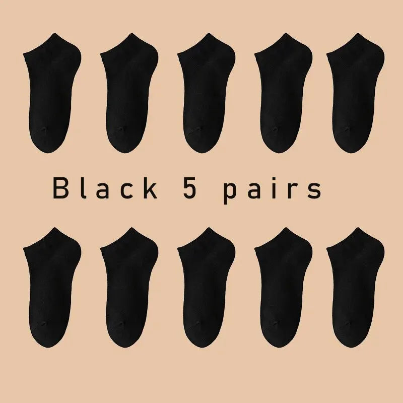 5 Pairs of Women's/men's Boat Socks Invisible Low Cut Anti Slip Summer No Show Ankle Socks Solid Color Casual Breathable - FUXL-Shopify